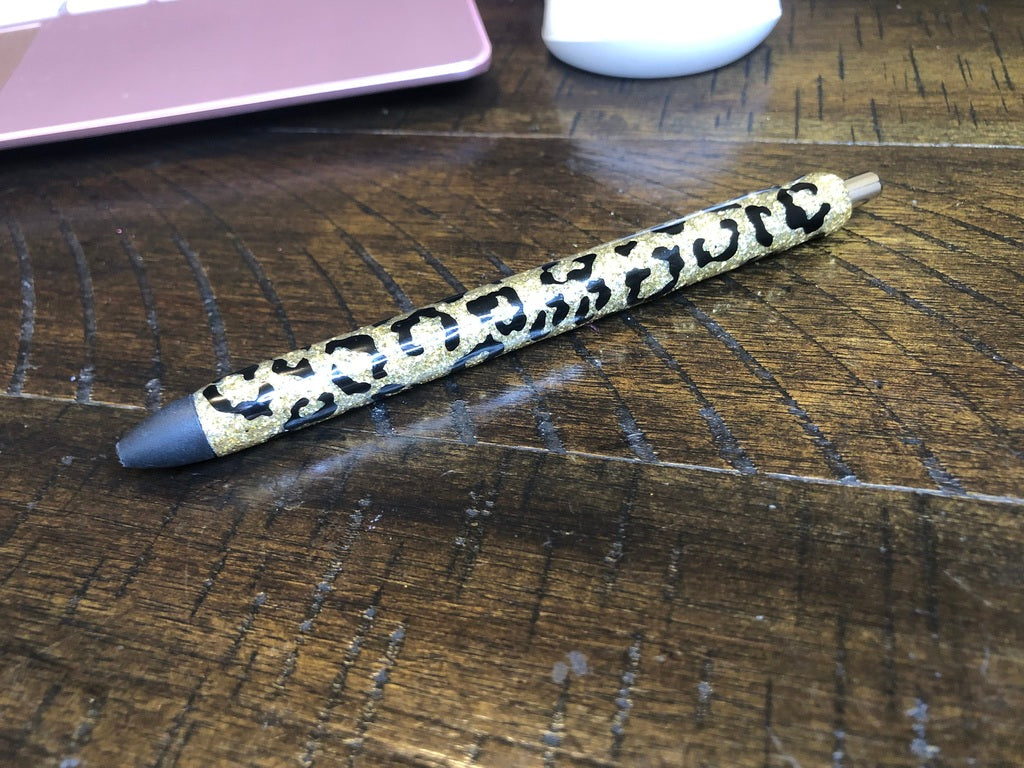 Glitter Leopard Pen, Glitter Personalized Gel Pens